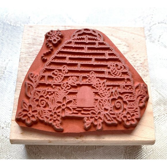 Rubber Stampede Floral Beehive A2139E Rubber Stamp Wood Mounted Bees Flowers - Picture 5 of 7